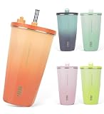 【SNSで話題】TYESO タンブラー ストロー付き 600ml ステンレス 蓋付き 真空断熱 保温 保冷 アウトドア 持ち運び便利 直飲み 漏れない 大容量 多色 トラベル