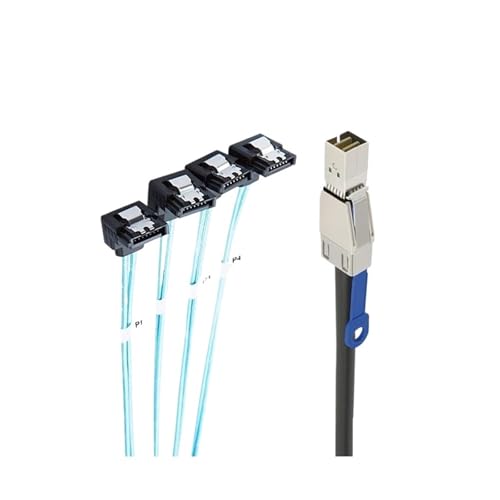 Cable N/ew S/A/S HD SFF8644 a SATA 90° 4 Puertos 1m