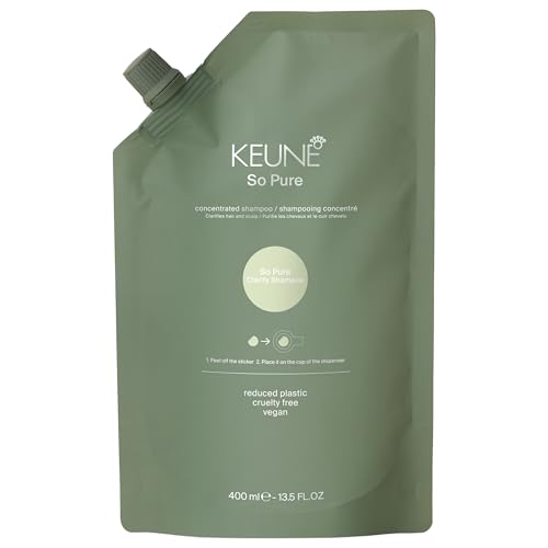 KEUNE So Pure Clarify Shampoo Refill Deep Cleansing and Detoxifying Formula Clarifying Shampoo with Pomegranate for Oily Hair Sulfate Free 13.5 Fl Oz
