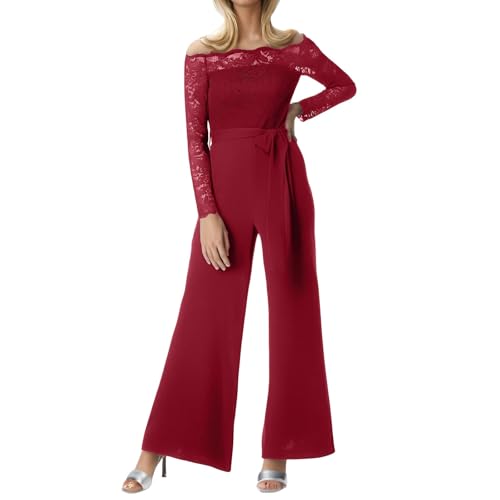 Combinaison femme été fluide en dentelle et pantalon droit chic
