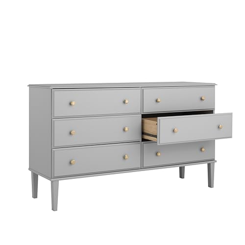 Image of Prepac Lux Dresser, Grey Dresser for Bedroom, Chest of Drawers with 6 Drawers 18.5 inch D x 56.25 inch W x 33 inch H, GDBR-2306-1