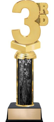 Customizable 11" 3rd Place Black Star Trophy Award, Engrave Now