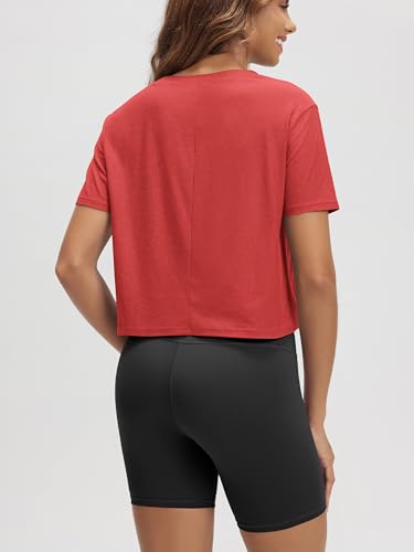Image of ODODOS Women's Performance Cropped Tee Ultra Soft odSTRATUM Tech Short Sleeve Relaxed Top Crew Neck T-Shirts