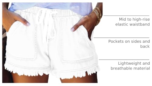 Image of YOCUR Womens Lightweight Shorts Casual Baggy Trendy Hot Pants Elastic Waist Drawstring Comfy Shorts