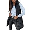 Veatzaer – Chaleco largo para mujer, unicolor, sin mangas, con capucha, chaleco acolchado de invierno
