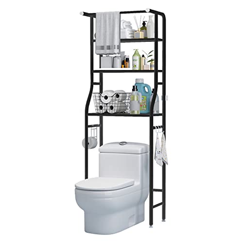 Reviews y listado de Precio de muebles para baño para comprar hoy. 30 SEAFON Estante de Baño Organizador Estantería Inodoro Mueble Almacenamiento de 3 Niveles de Metal, Estante de Baño sobre Inodoro con Ganchos y Portarrollos 166 CM