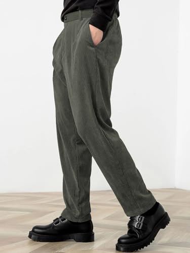 Image of KOTTY Men's Solid|Button|Straight|Regular fit|Corduroy Trousers|Pant for Men