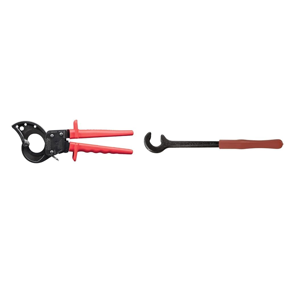 Klein Tools Cable Cutter Set - Ratcheting 750 MCM Copper/Aluminum Cutter and 14" 500 MCM Cable Bender