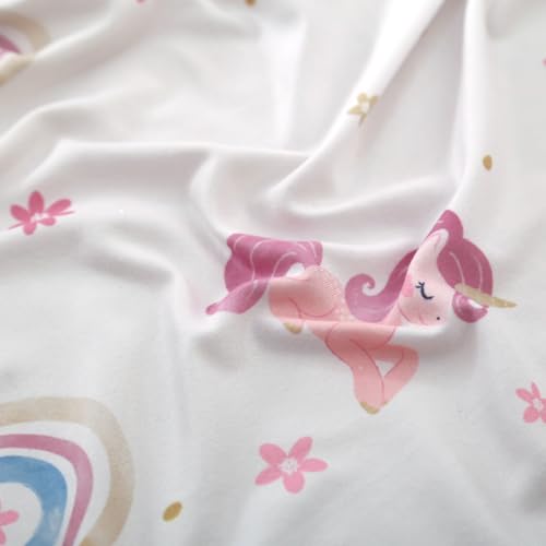 Image of 4 Piece Toddler Bedding Set - Ultra Soft Breathable Toddler Bedding Set for Girls, Includes Quilted Comforter, Flat Sheet, Fitted Sheet and Pillowcase(Unicorn)