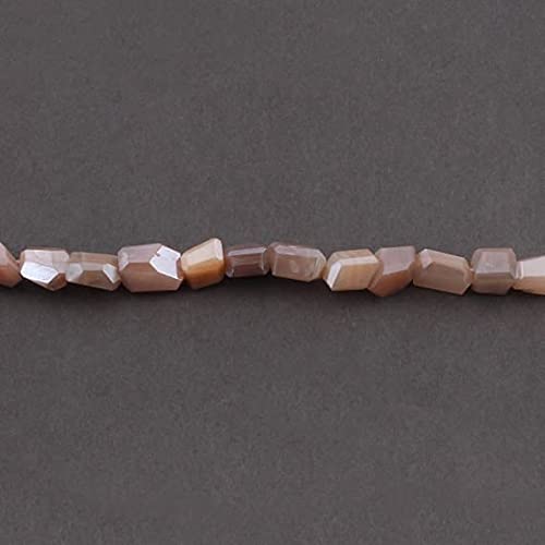 Pierre de lune pêche facettée haut de gamme en pépites argentées 6x7mm à 12x8mm pour joaillerie