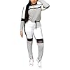 Women-2-Piece-Outfit-Long-Sleeve-Color-Block-Mesh-Hoodie-Sweatshirt-Skinny-Long-Pants-Tracksuits-Set Annystore 2 PC Tracksuit For Women Long Sleeve Hooded Sweatshirts + Long Pants Sportswear Outfit Sweatsuit Set Grey S