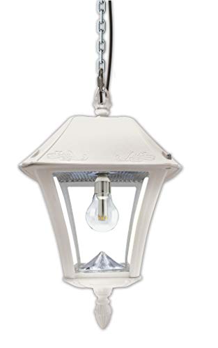 Gama Sonic Hanging Solar Light For Pergola Trellis Gazebo, Outdoor Solar Lamp Pendant, White Resin, Baytown Ii Bulb, 5Ft Decorative Chain, Separate Solar Panel And Remote Control (105Bcx21) #TOP6