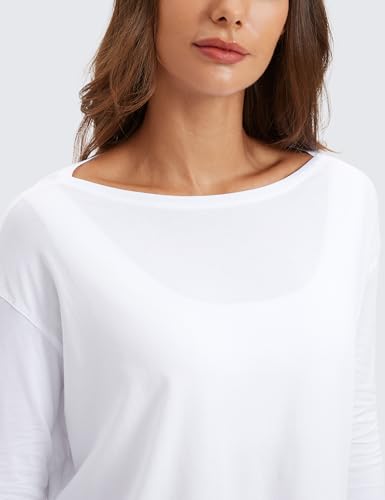 Image of CRZ YOGA Long Sleeve Workout Shirts for Women Loose Fit-Pima Cotton Yoga Shirts Casual Fall Tops Shirts