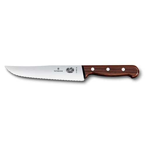 Victorinox 7-Inch Wavy Edge Chef's Knife/Slicer, Rosewood Handle (47025)