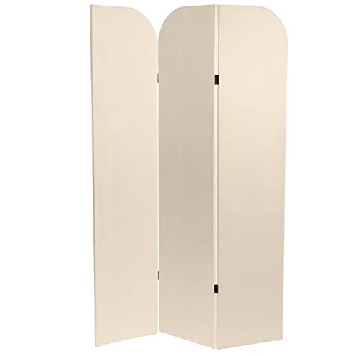Red Lantern 6 ft. Modern Arch Velvet Room Divider Cream 3 Panel