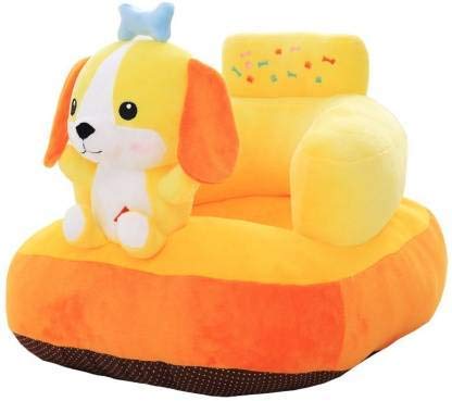 Image of AVS Cute Dog Design Baby Sofa Seat Plush Cushion Sofa Cum Bed and Soft Rocking Chair for Kids (Yellow)