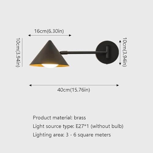 Image of Designer Cone Wall-Mounted Spotlight|Adjustable Arm Bedside Lamp for Ambient & Reading Lighting, Perfect for Bedroom, Office, Living Room, Hotels|Polished-Black