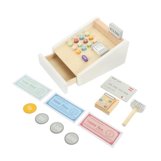 TOYANDONA 1 Juego De Caja Registradora De Madera Juego De Utilería Caja Registradora De Enseñanza Juguete Educativo Accesorios De Comestibles para Niños Dinero Falso Juguetes para