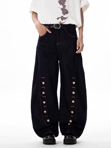 Men's Loose Fit Casual Denim Jeans Wide Leg Straight Long Pants2