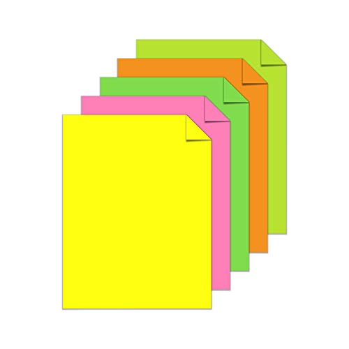Image of Neenah Astrobrights Colored Paper, 8.5 inch x 11 inch, 24 lb /89 gsm, inchNeon inch 5-Color Assortment, 500 Sheets (20270)