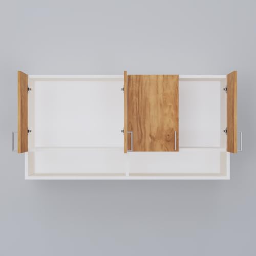 Image of SPECIALITY PANELS 4 Door Modular Wall Mounted Kitchen Cabinet with Organizer Shelf Space Saving Storage Unit Durable Engineered Wood Cupboard for Kitchen Living Room Utility Organizer Furniture