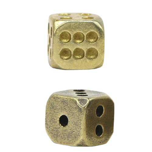 YARNOW Datos de Latón Puro 2 Unidades Dados Esquinas Redondeadas Dados de Cobre para Bar y Club Accesorios para Juegos de Mesa y rol para Fiesta y Aprendizaje