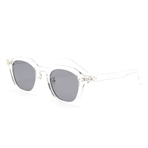 kachawoo TR90 Lunettes de soleil polarisées pour femmes Mens Square Polygon Rétro Vintage Lunettes de soleil Cadre épais Luxe Marque Design Lunettes, Clear with Grey, Medium Cover