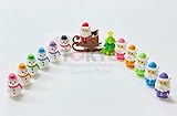 Pencil Eraser Gift for Kids Christmas Back to School Gift Made in Japan (Mix 10pcs) (Santa Claus & Snowman Mix 10pcs)