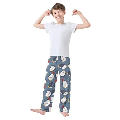 Boys' Pants Penguin Cute Cartoon Christmas Long Bottoms Jogger Pants Elastic Waist Trousers with Pockets S-XL2