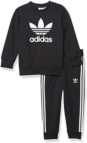 adidas Originals,unisex-baby,Crew Set,Top:Black/White Bottom:Black/White,9M