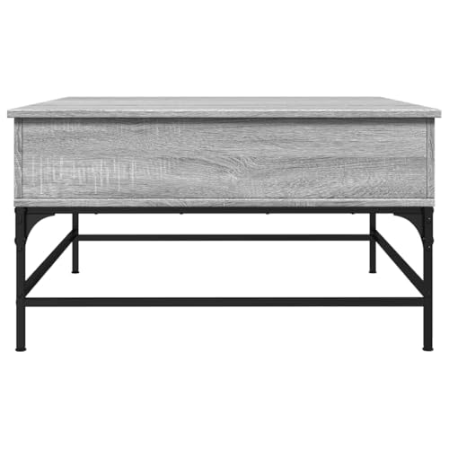 Table d'appoint de salon en bois gris sonoma et structure métal solide - 7