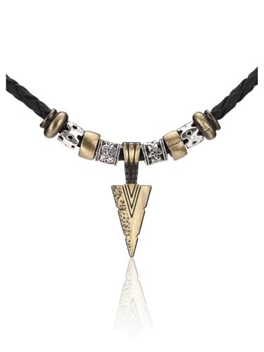 PiercingJak Herren Halskette mit Pfeil Pfeilspitze Anhänger Geflochtene Lederkette Schwarz 3mm Lederband Verstellbar Leder Kette Vintage Wikinger Schmuck für Männer Junge PiercingJak Herren Halskette mit Pfeil Pfeilspitze Anhänger Geflochtene Lederkette Schwarz 3mm Lederband Verstellbar Leder Kette Vintage Wikinger Schmuck für Männer Junge