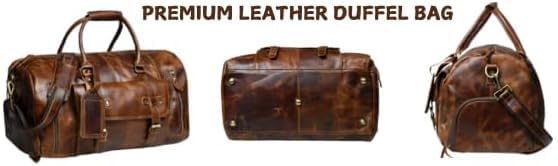 Genuine Leather Duffle Bag for Men & Women Travel Overnight Weekender Sports Gym Duffel Carry-On Luggage for Trips & Business Holdall with shoe compartment4