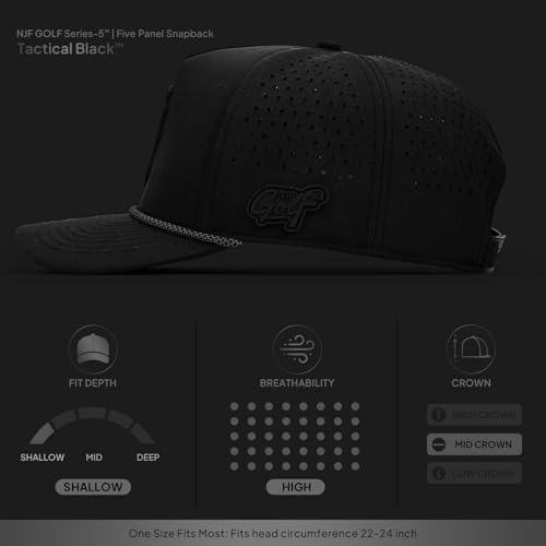 Image of Men's Golf Hat with Tee Holder & Magnetic Ball Marker | Breathable Performance Golfing Hat for Men | Water-Resistant Rope Golf Cap | Moisture-Wicking Snapback Golfing Hats