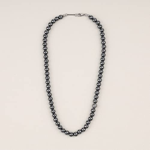 Gavu Hematite Crystal Men's Stone Beaded Necklace 22" #TOP2