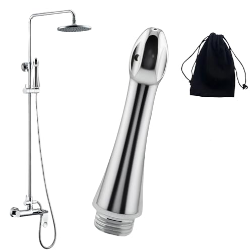 Image of Aluminum Shower Cleaner Enema Douche System,Handheld Water Shower Nozzle Anal Rinse Vaginal Cleaning Kit for Men and Women + Velvet Carry Bag