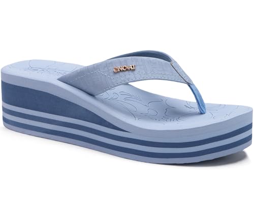 Image of ONCAI Women's Platform Wedge Flip Flops Trendy Dressy Womans Summer Flatform Chunky Heel Sandals with Comfortable Walking Outdoor Rubber Soles (US Size 5-11)