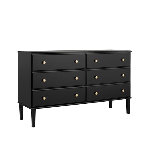 Image of Prepac Lux Dresser, Black Dresser for Bedroom, Chest of Drawers with 6 Drawers 18.5 inch D x 56.25 inch W x 33 inch H, BDBR-2306-1