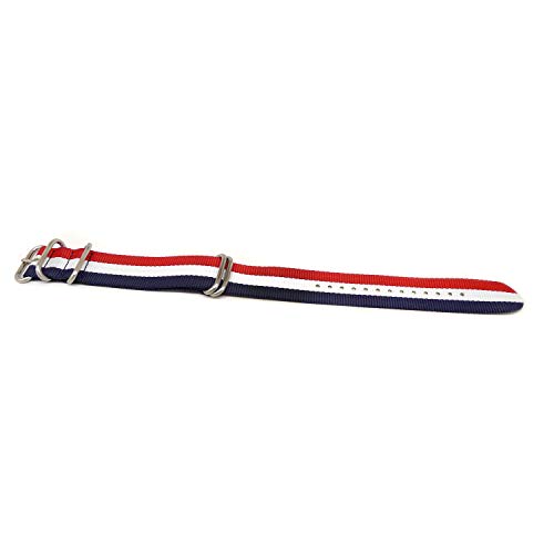 Da Luca Ballistic Nylon Military Watch Strap - Red-White-Blue (Matte Buckle) : 26Mm #TOP3
