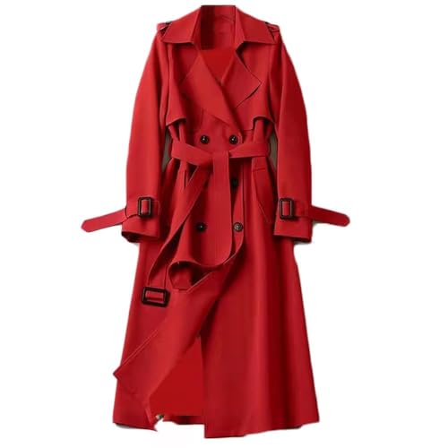 Manteau long à revers uni femme trench-coat fluide contre le vent frais