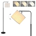 Ruiever Floor Lamp for Living Room with 3 Color Temperatures,Modern Standing Lamp with Adjusted Linen Shade,Black Tall Industrial Lamps for Bedroom Office 9W LED Bulb Included.Classic Arc Floor Lamp