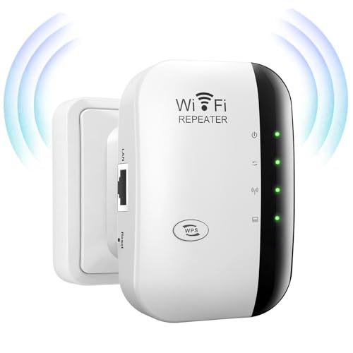 WLAN Verstärker, WLAN Repeater mit 300 Mbps, 2,4GHz WiFi Repeater, Internet Verstärker Home mit Repeater/AP Modus und WPS-Funktion, WiFi Extender Booster Mit LAN/WAN Port, Einfache Einrichtung