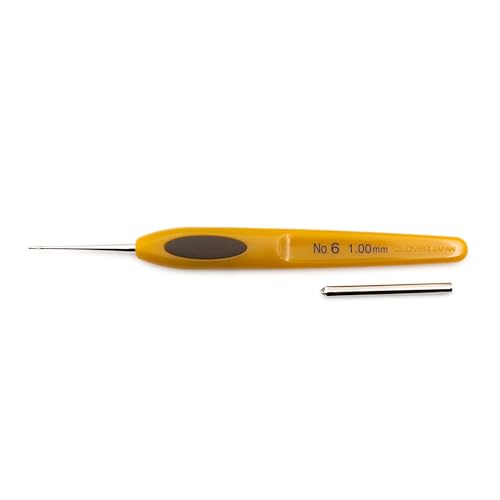 clover Soft Touch Steel Crochet Hook: 1.00mm, 1mm,Yellow, 1.00 mm - Image 2