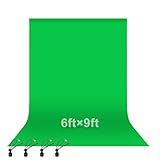EMART 背景布 緑 布 グリーンバック 180cmx280cm 綿 コツトン生地 撮影 背景 スクリーン 背景紙 プロ ホール対応 写真撮影 スタジオ背景 スクリーンシート 背景シート 背景スタンド 無反射 折りたたみ バックペーパー 布 洗濯可 垂れ感良い 透けない柔らかい 写真 撮影スタジオ用 テレビやビデオに対応（ロープクリップ*4個付き）