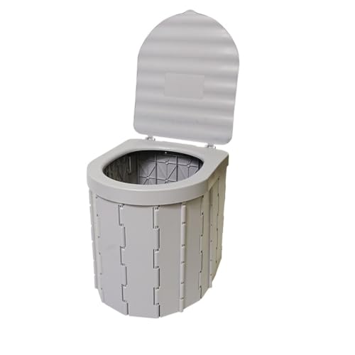 Effonek 蓋付き車載トイレ 屋外ゴミ箱 キャンプ用ポータブル折りたたみ式モバイルトイレ 硬化剤付き (33*28*30cm,グレー)