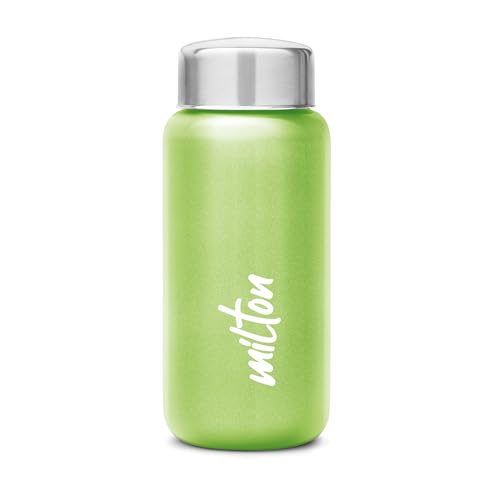 MILTON Aqua 500 Stainless Steel Water Bottle 500 ml, Single Walled, ISI Certified I Leak Proof Lid, Rust Proof I For School, Office, Gym I Pista Green