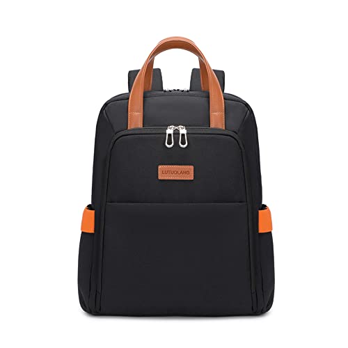 Mochila feminina simples, bolsa para laptop de 15,6 polegadas (Preto)