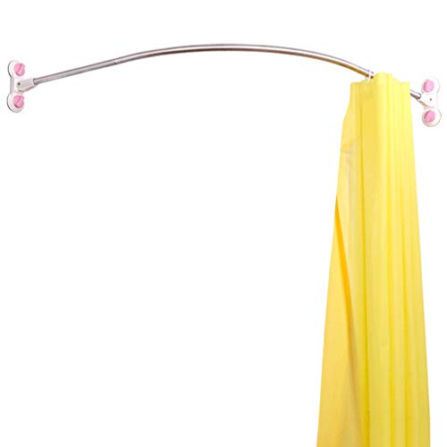 Barra decorativa de cortina de ducha Hershii, curvada, para montar en la pared, de metal, Tubo...