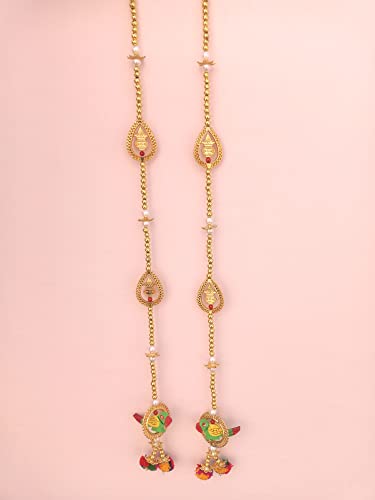 Image of CREYENTES Torans For Entrance Main Door For Stylish Decoration Hangings Home Thoranam Traditional Bandarban Dwar Bandhan Jhumar Pooja Room Decor(Parrot Latkan, 92 Cm, 92 Cm)