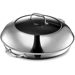HexClad 14 Inch Hybrid Nonstick Frying Pan with Lid, Stay-Cool Handle, Dishwasher and Oven Safe, Induction Ready, Frying Pan Skillet Compatible with All Cooktops